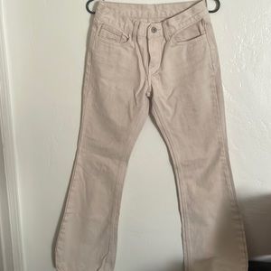 tan flared jeans